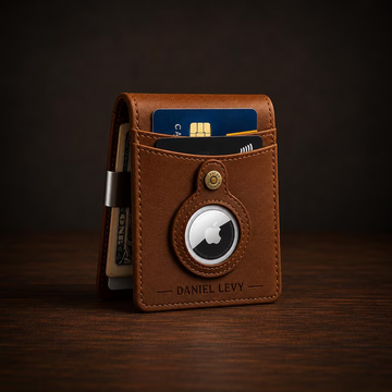 Personalized Leather AirTag Wallet for Men: RFID Blocking Slim Custom Design
